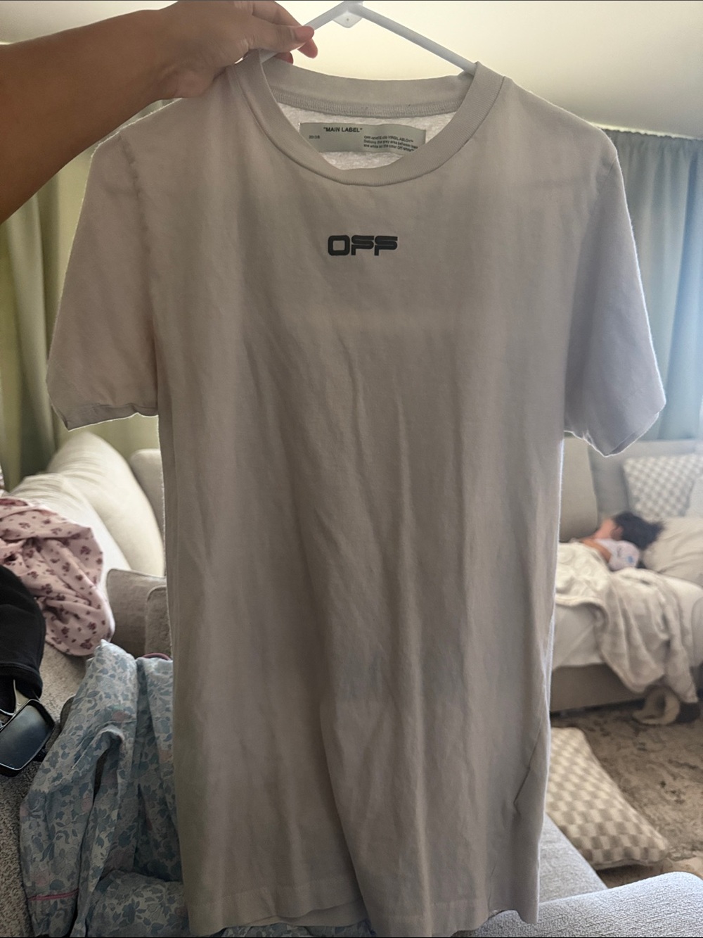Off-White Light Cream Short Sleeve 'OFF' Logo T-Shirt